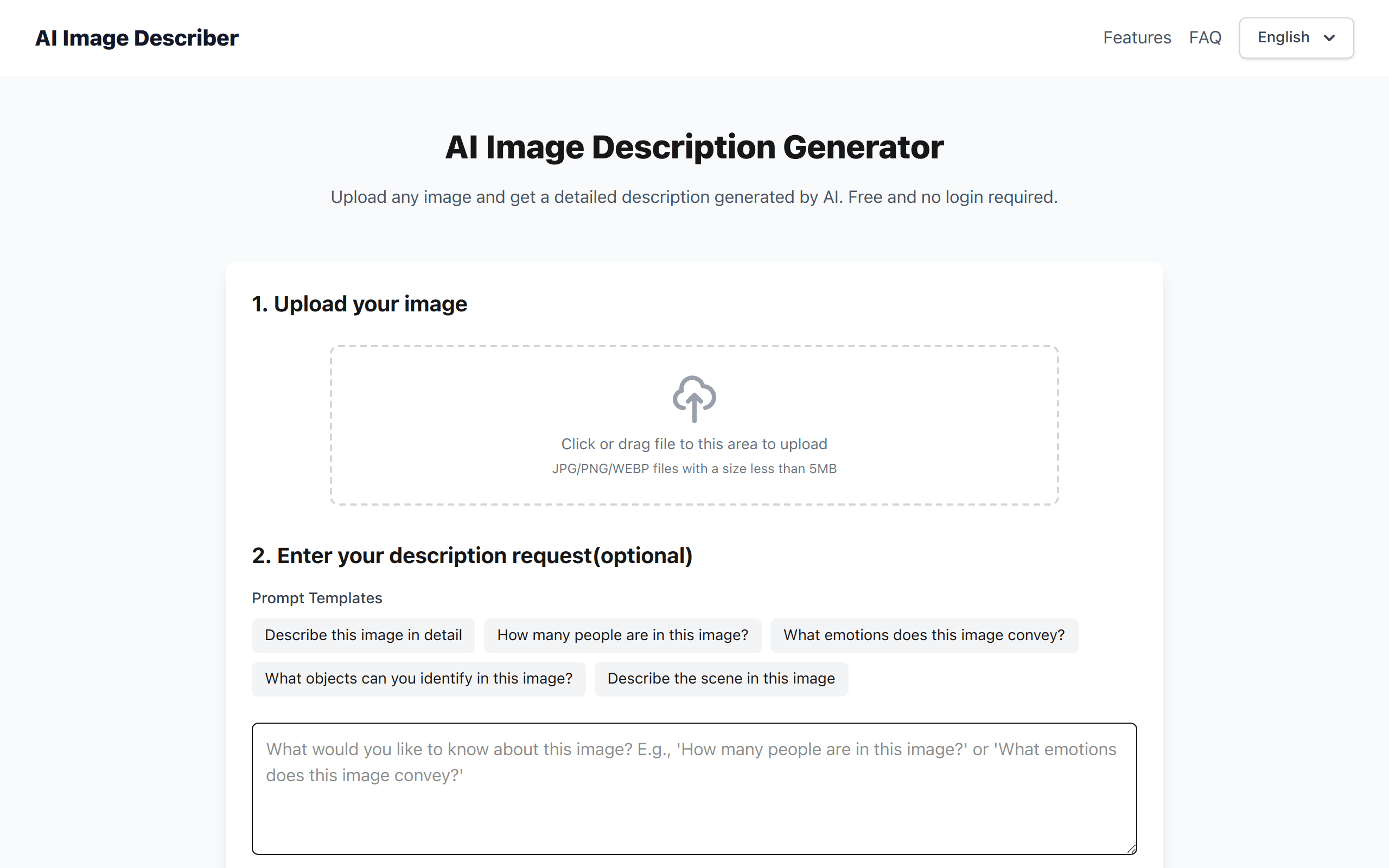 AI Image Description Generator