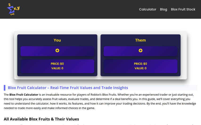 Blox Fruit Calculator