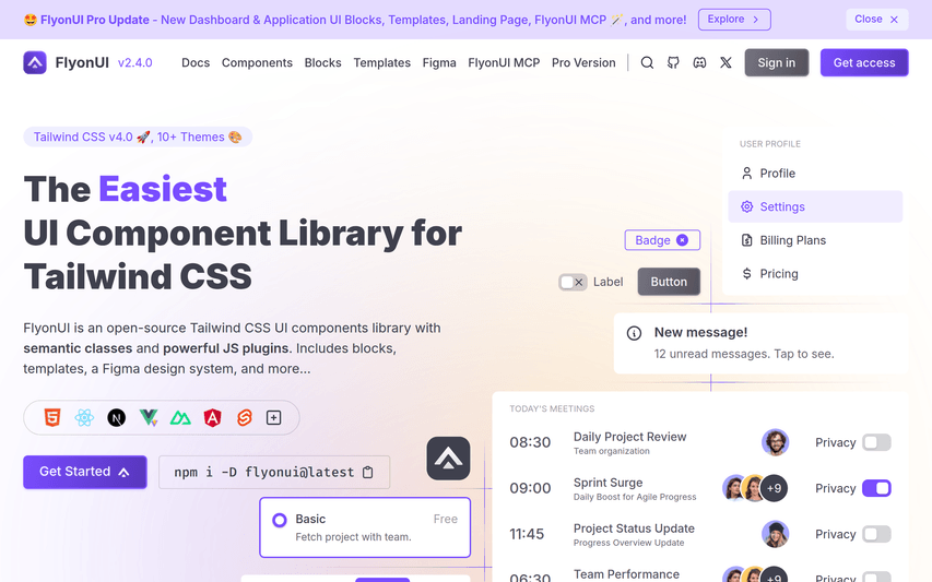 FlyonUI- Tailwind CSS component library