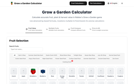 Grow a Garden Calculator new