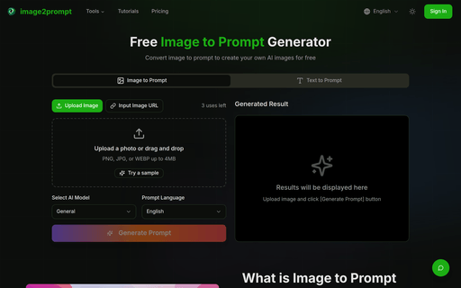 Image2Prompt - Free AI-powered tool for image analysis and AI image generation