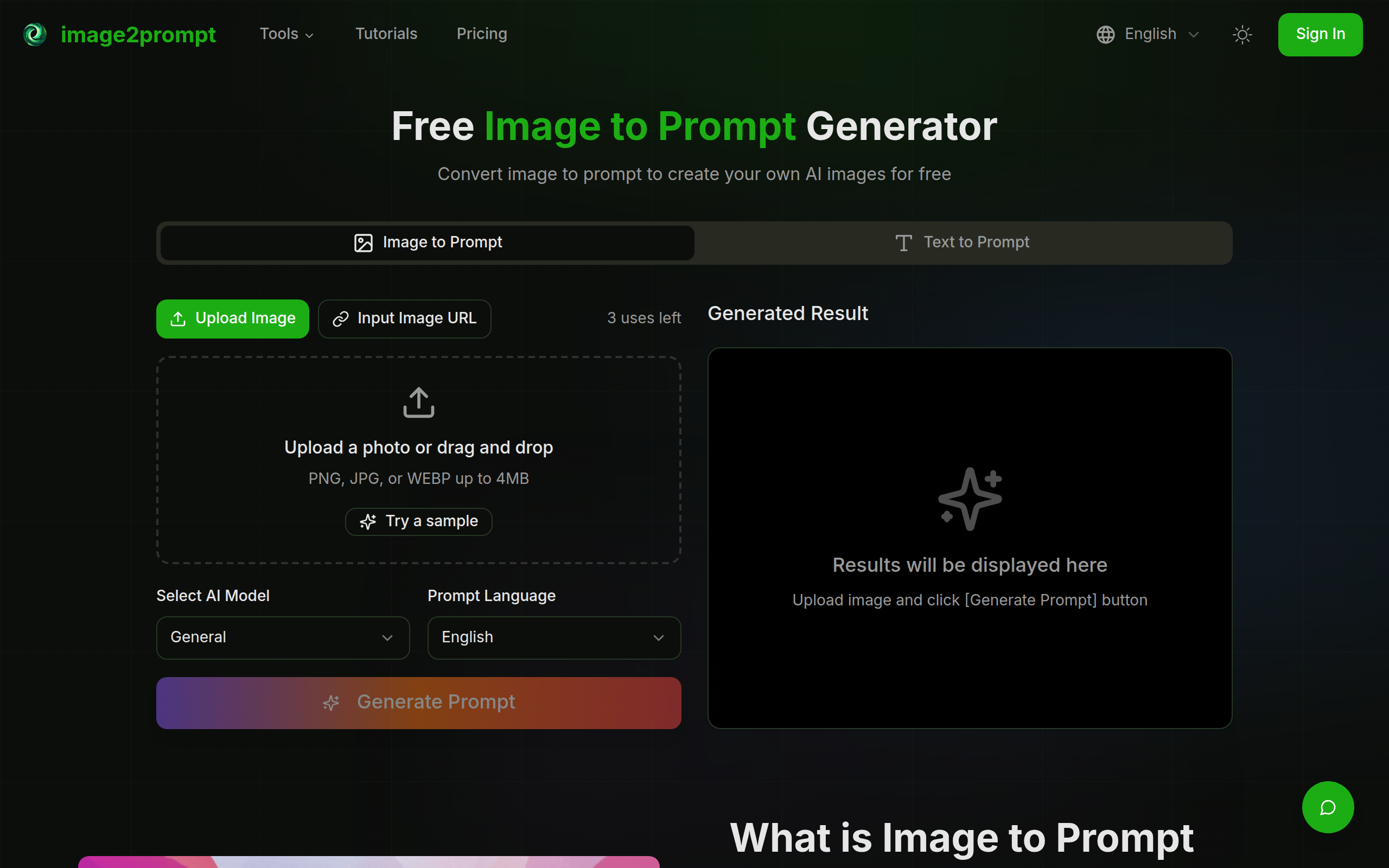 Image2Prompt - Free AI-powered tool for image analysis and AI image generation
