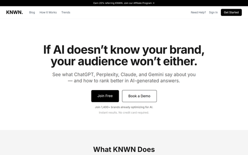KNWN – AI Visibility & Traffic Analytics