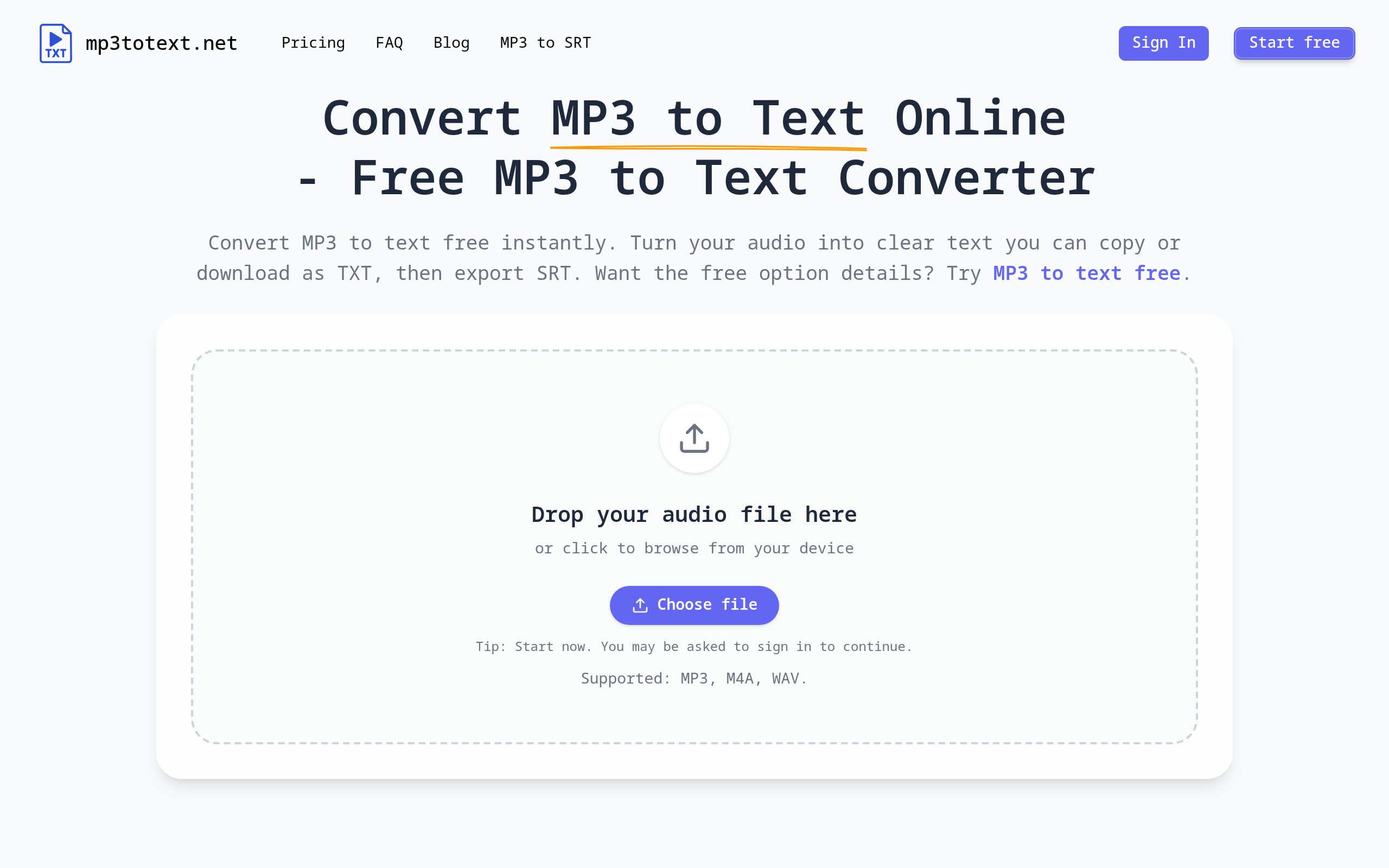 Free MP3 to Text Online Converter