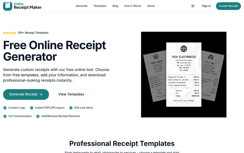 Online Receipt Maker