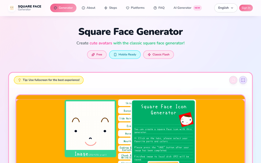 Square Face Generator