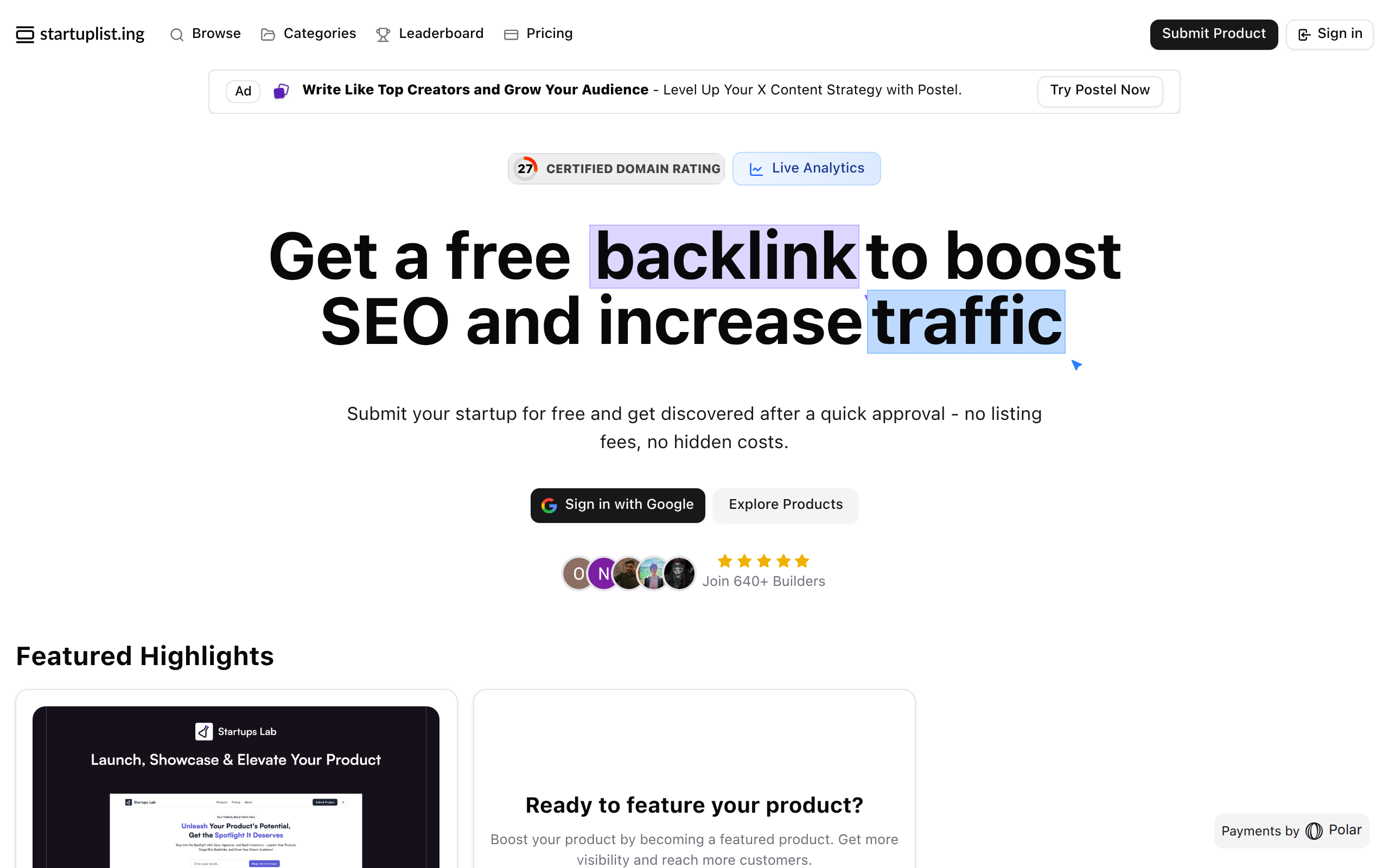 Startup Listing