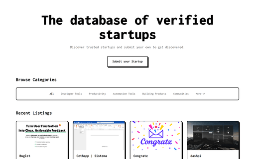 StartupTrusted: Verified Startup Database & Launch Hub