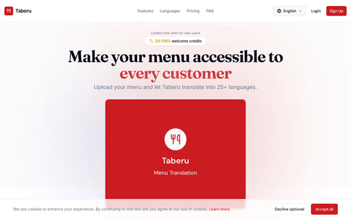 Taberu AI - Menu Translation
