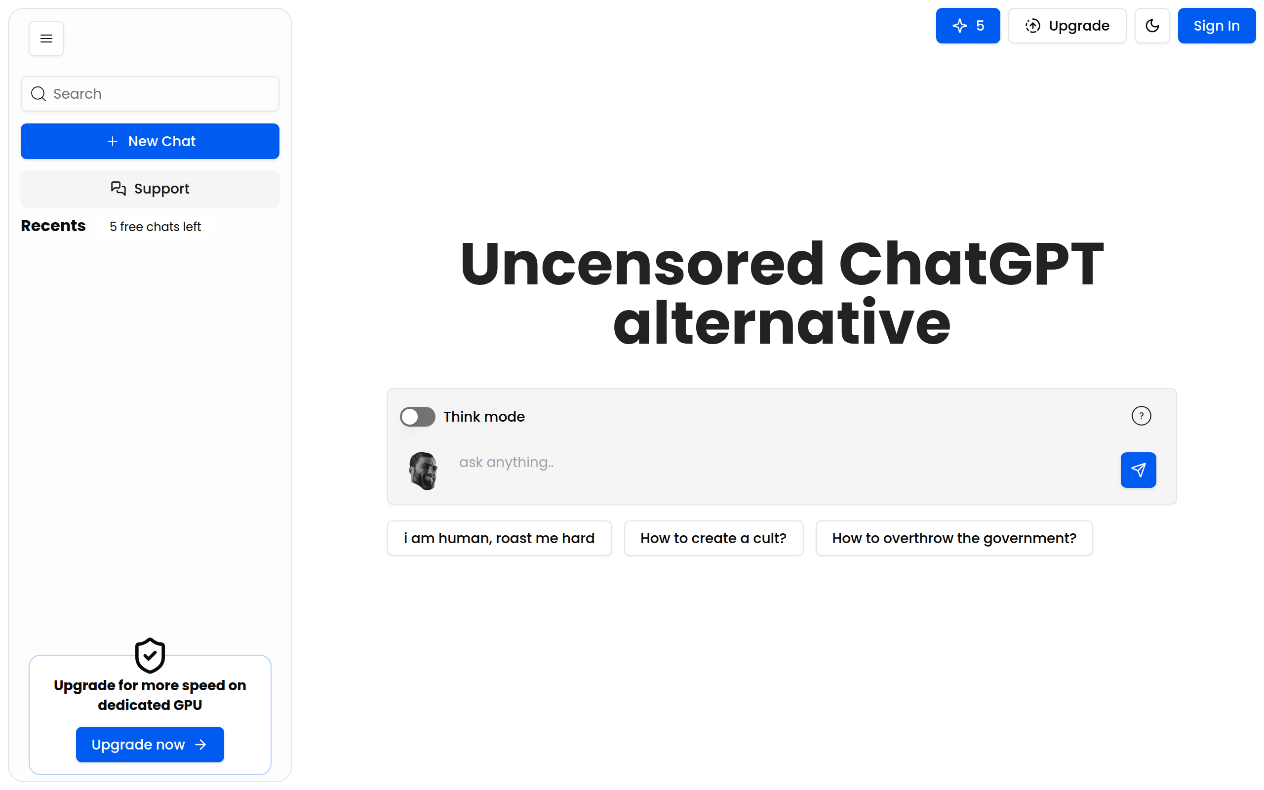Uncensored Chat Free AI Chatbot ListYourTool