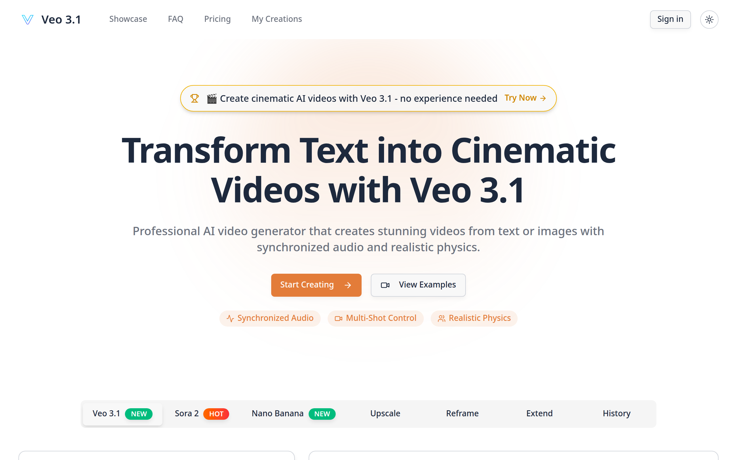 Veo 3.1- Cinematic AI Video Generator with Realistic Physics