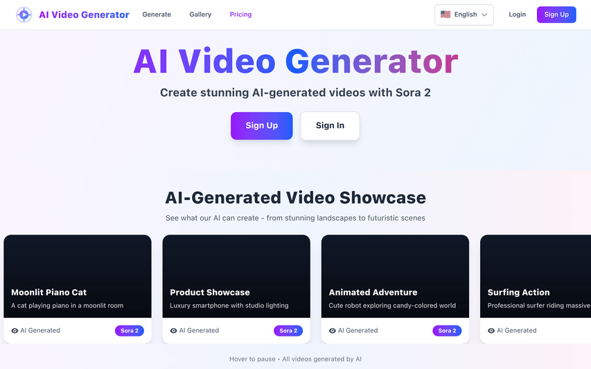 AI Video Generator - Powered By Sora2