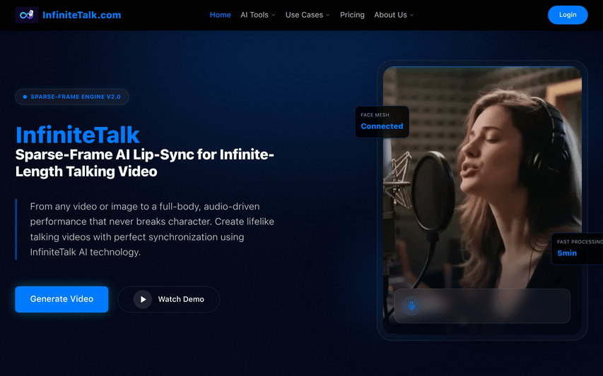 InfiniteTalk AI Lip-Sync Talking Video Generator
