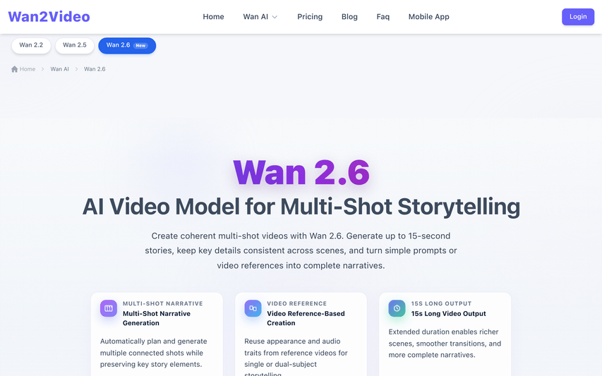 Wan 2.6 AI Video Generator